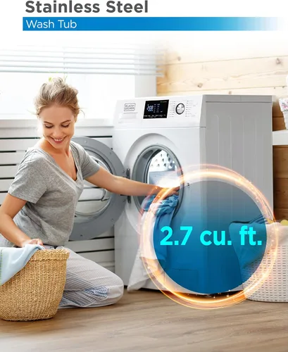Vista 5 de BLACK+DECKER Combo de lavadora y secadora, 2.7 pies cúbicos Todo en uno con pantalla LED y 16 ciclos