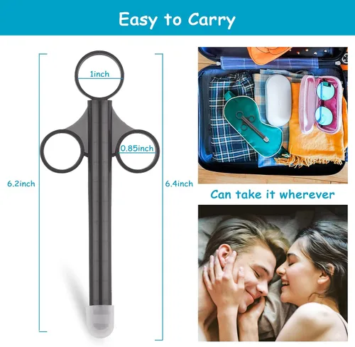Vista 4 de Jeringas aplicadoras de lubricante, tirador de tubo lubricante con tapa redondeada lisa para hombres, mujeres y parejas, reutilizables, fáciles