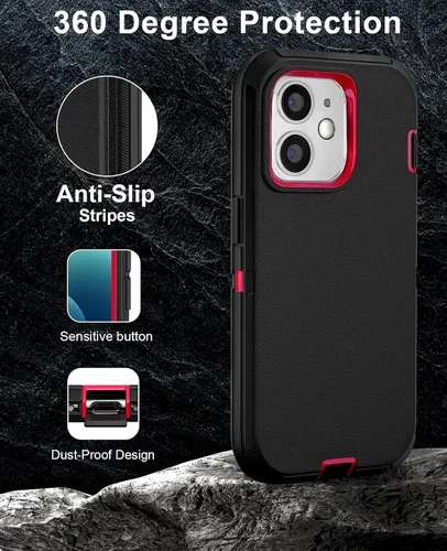 Vista 6 de Funda para iPhone 12 y iPhone 12 Pro (6.1 pulgadas), con 2 protectores de pantalla de vidrio templado