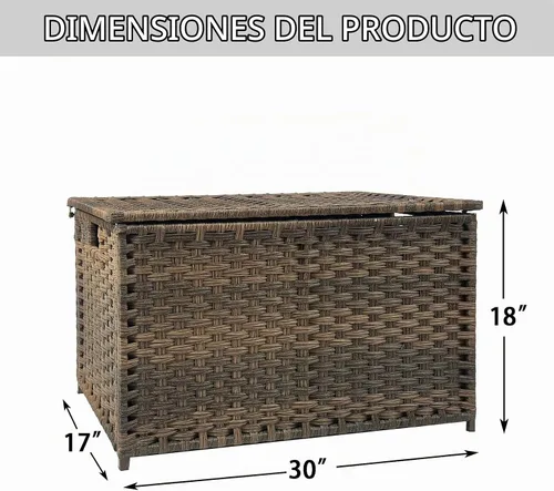 Vista 3 de Tronco de almacenamiento de mimbre, cesta de almacenamiento Retro Marrón