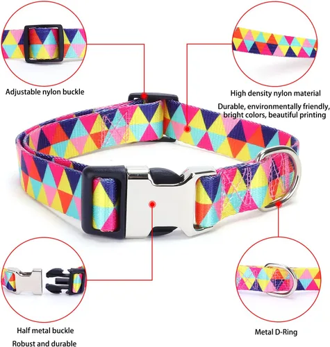 Vista 4 de Collar para perro con bandera estadounidense, ajustable de nailon suave con corbatín para mascotas, collares para cachorros para perros pequeños