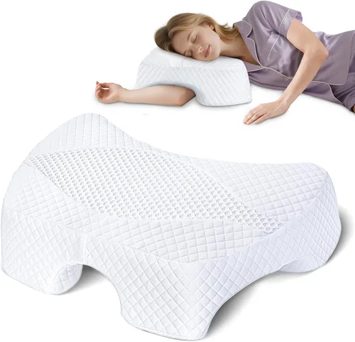 Vista 12 de Almohada para dormir de lado con agujero para el brazo, almohada de espuma viscoelástica para aliviar el dolor de cuello y hombros, almohada