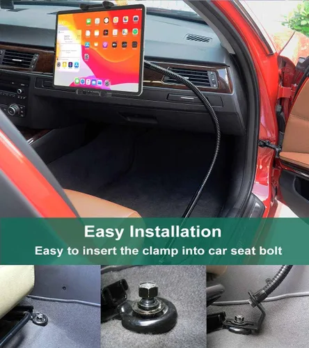 Vista 2 de Soporte para tablet de asiento de automóvil para tablet y teléfono de 4 a 13 pulgadas, resistente soporte de brazo de cuello de cisne de 19.7