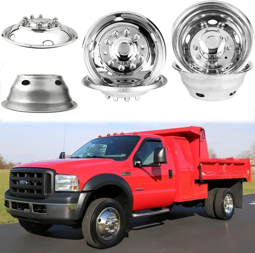 Vista 13 de Juego de simuladores de rueda de acero inoxidable pulido de 16 pulgadas para doble rueda, compatible con Dodge, Mercedes y Freightliner Sprinter Van