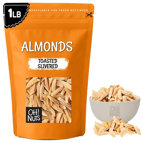 Vista 17 de Oh! Nuts Almendras blanqueadas plateadas – crudas – 100% naturales – 1.5 libras – Palitos de almendras blancas – Empaquetados en bolsa con cierre