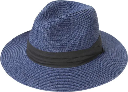 Vista 26 de Lanzom - Sombrero de paja playero para mujer, de ala ancha, plegable, estilo Fedora, UPF50+