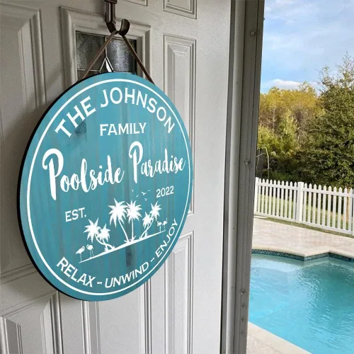 Vista 7 de V VIBEPY Letreros personalizados de madera de 8, 12 y 18 pulgadas, letreros de piscina, letreros junto a la piscina, letreros de patio, letreros