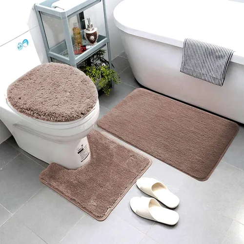Vista 8 de Luxury Home Goods Juego de 3 alfombras de baño de microfibra súper suave, incluye alfombra de baño, alfombra de contorno y cubierta para tapa