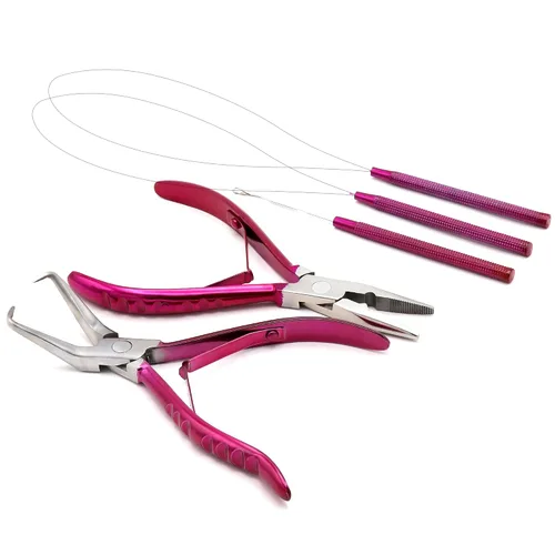 Vista 17 de Kit de herramientas profesionales para extensiones de cabello y cuentas, juego de alicates para quitar cuentas (4 piezas) I-Link Micro Ring Loop