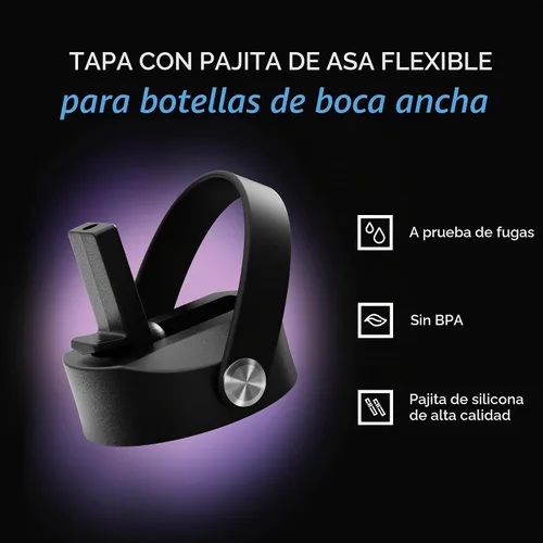 Vista 2 de IRON °FLASK Botella de agua de boca ancha con tapa flexible con pajilla