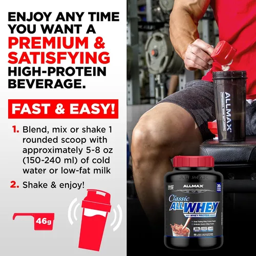 Vista 3 de ALLMAX AllWhey Classic - Proteína de suero en polvo, chocolate, 2 libras Supports Lean Muscle Growth, Enhances Recovery, 30g Whey Protein, Gluten