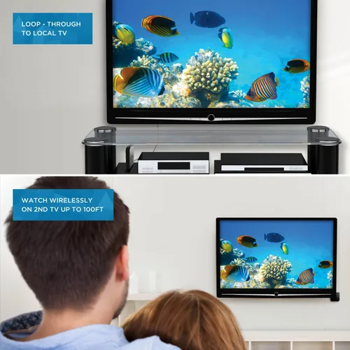 Vista 5 de Aries Home+ - Transmisor y receptor de entrada HDMI inalámbrico 2X para transmisión de video HD 1080p 3D y audio digital desde caja de cable