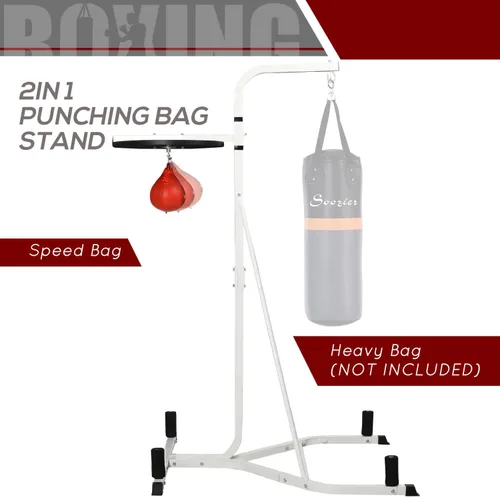 Vista 3 de Soozier Soporte de Bolsa de Boxeo 2 en 1, Soporte de Bolsa de Boxeo de Altura Ajustable con Base Ponderada y Bolsa de Velocidad, Independiente