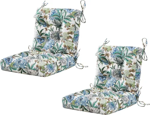 Vista 26 de BLISSWALK Cojines para sillas de exterior, 40 x 20 x 4 pulgadas, cojín de mimbre grueso con respaldo bajo y lazos para muebles de patio, floral