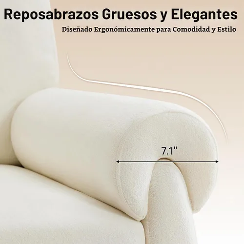 Vista 4 de Silla decorativa de gran tamaño, cómodas sillas de sala de estar, sofá individual con cojín grueso y reposabrazos, sillón tapizado para sala de Beige