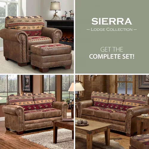 Vista 5 de American Furniture Classics Silla de microfibra Sierra Lodge en color marrón