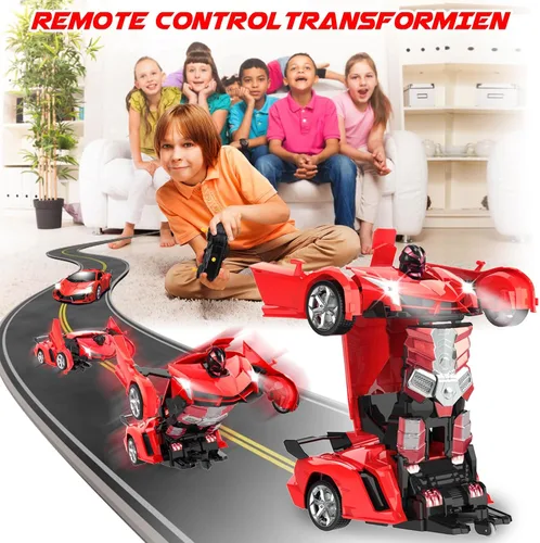 Vista 2 de Chridark Juguetes de Coche a Control Remoto - Coches RC Transformables para Niños, Juguetes de Coche Robot Transformable, Regalo de Juguetes