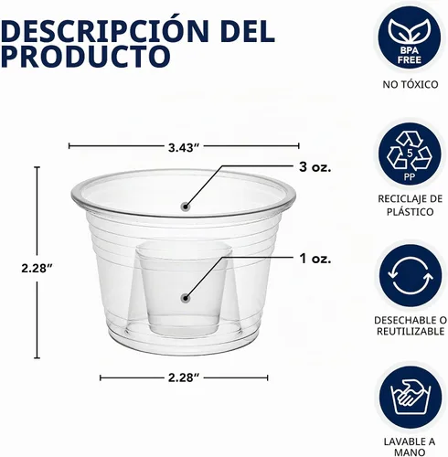 Vista 2 de Party Essentials Jager Blaster - Vasos de plástico suave, 3 onzas, 100 unidades, transparentes