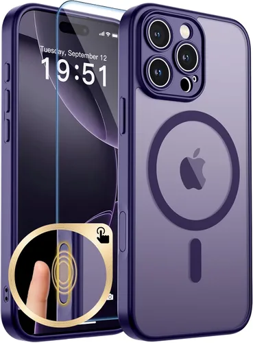 Vista 297 de zapica Funda magnética para iPhone Air, con protector de pantalla de vidrio templado, compatible con MagSafe, translúcida mate, a prueba de golpes