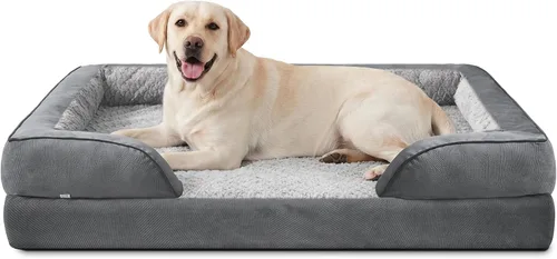 Vista 31 de L Plus - Cama ortopédica para perros grandes, sofá lavable para perros con espuma para huevos, forro impermeable y parte inferior antideslizante