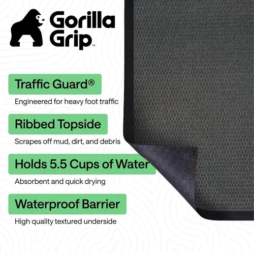 Vista 59 de Gorilla Grip - Tapete afelpado original de goma con perfil bajo, resistente, duradero, impermeable y fácil de limpiar para interior y exterior Marrón