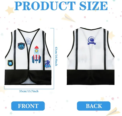 Vista 3 de Bonuci Set of 24 Kids Astronaut Cosplay Costume Set Include 8 Astronaut Vests 8 Astronaut Helmets and 8 Non Woven Astronaut Treat Gift Bags for Kids