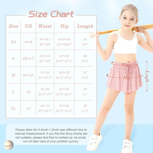 Vista 6 de Pantalones cortos deportivos de mariposa para niñas, pantalones cortos fluidos con bolsillo 2 en 1, pantalones cortos para correr, entrenamiento