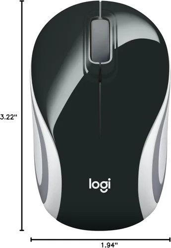 Vista 5 de Logitech Mini mouse inalámbrico M187 Ultra portátil, seguimiento óptico de 1000 DPI, 3 botones, PC/Mac/computadora portátil, color negro y blanco