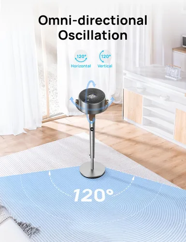 Vista 4 de Dreo Ventilador de pie con control remoto, ventilador de torre con control remoto, ventiladores oscilantes para dormitorio y hogar