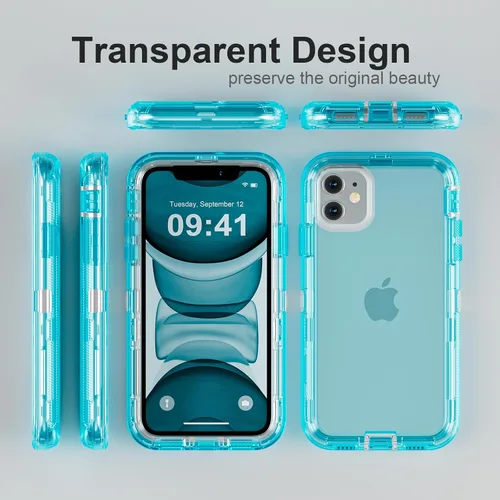 Vista 6 de Follaroma Funda para iPhone 11, Protección Resistente a Prueba de Golpes para Fundas de Teléfono, Anticaídas, Cubierta Protectora Transparente