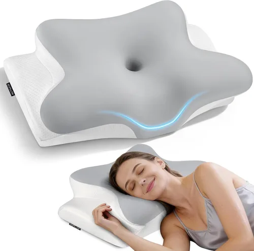 Vista 8 de Almohada cervical para aliviar el dolor de cuello, almohada cervical ergonómica para dormir, almohadas refrescantes de espuma viscoelástica