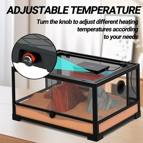 Vista 6 de REPTI ZOO Panel de Calor para Reptiles con Temperatura Ajustable, Placa de Calentamiento para Reptiles, Solución de Calentamiento sin Luz con Rango