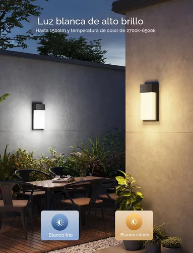 Vista 3 de Luz de pared exterior Govee, luces de porche RGBIC inteligentes de 1500LM al aire libre con 45 modos de escena, impermeables IP65 para decoración