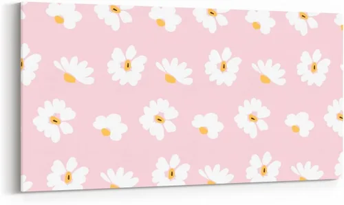 Vista 28 de Daisy Florals Wall Artwork Decor,Cartoon Blue Wildflowers Wall Painting for Boys Girls Women,Retro Country Style 38" Lx19 W