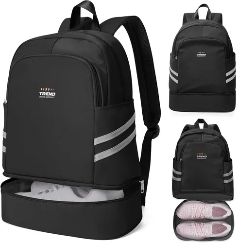 Vista 16 de coofay Mochila de gimnasio para mujer, bolsa de gimnasio con compartimento beige (A-Beige)