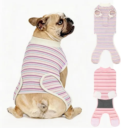 Vista 25 de Paquete de 2 unidades de algodón transpirable para perros de recuperación para después de esterilizar heridas abdominales, protectores profesionales