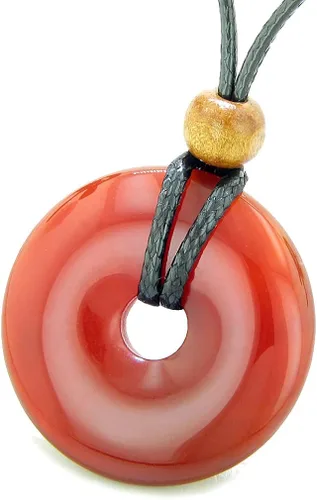 Vista 3 de BestAmulets Amuleto mágico grande en forma de moneda donut protección poderes cornalina gema suerte encanto collar