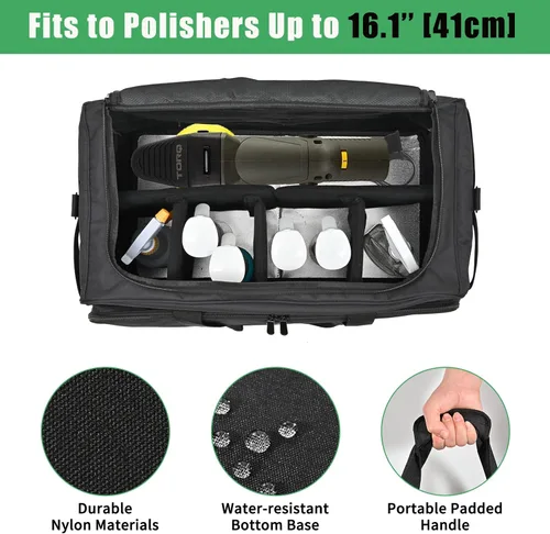 Vista 3 de Bolsa Grande para Detallado de Automóviles, Organizador de Limpieza con Tapa y Asa para Suministros de Detallado Automotriz, Organizador de Maletero