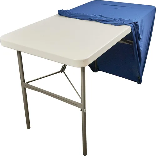 Vista 7 de Lifetime 80160 Mesa de utilidad plegable ajustable de altura comercial, 4 pies, granito blanco e Iceberg iGear - Mantel rectangular de tela