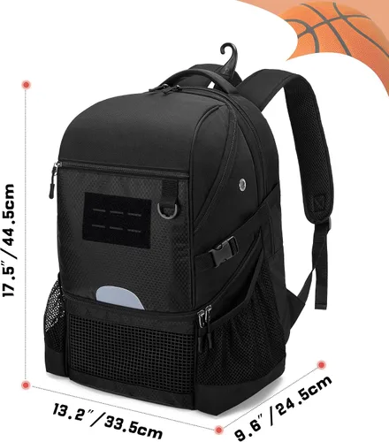 Vista 7 de DSLEAF - Mochila de baloncesto para hombres, bolsa de fútbol con compartimento para pelota y zapatillas para baloncesto, fútbol, entrenamiento