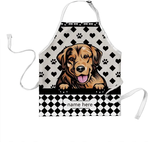 Vista 25 de Delantal de lunares de perro personalizado lindo perro salchicha, perro salchicha 3