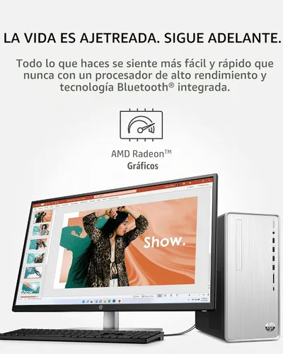 Vista 4 de HP Pavilion PC de escritorio, AMD Ryzen 7 5700G, 16 GB de RAM, SSD de 512 GB, Windows 11 Pro, conectividad Wi-Fi 5 y Bluetooth, 9 puertos USB, combo