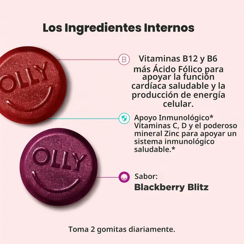 Vista 3 de Suplemento multivitamínico de gomitas Perfect Men de Olly, sabor a mora, 90