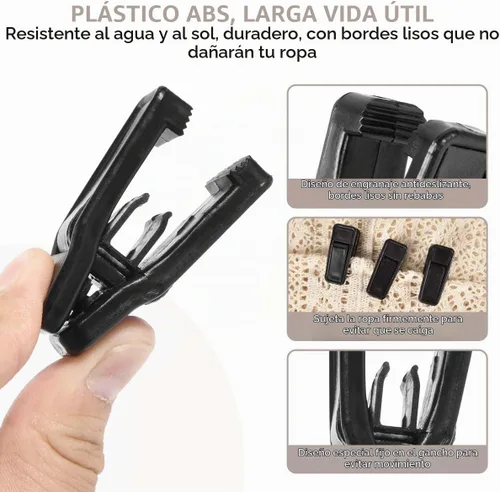 Vista 3 de KISEER Juego de 40 clips de plástico para colgar bebés de línea delgada para colgar ropa de terciopelo (negro)