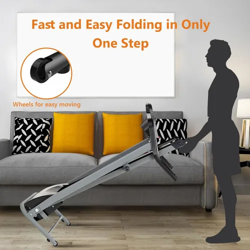 Vista 4 de Yangming Caminadora plegable 2 en 1, caminadora de 3.5 HP para debajo del escritorio, sin instalación, cinta de correr plegable compacta