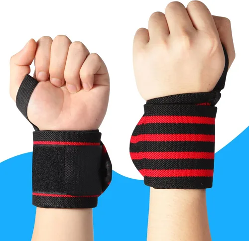 Vista 5 de Correas de soporte de muñeca y correas de elevación, diseño ajustable ultra elástico, equipo universal de soporte de muñeca para press de banca