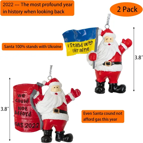 Vista 2 de Juego de 2 adornos 3D para árbol de Navidad – Decoración colgante de árbol de Navidad de Papá Noel – Decoración colgante de Papá Noel – Regalo