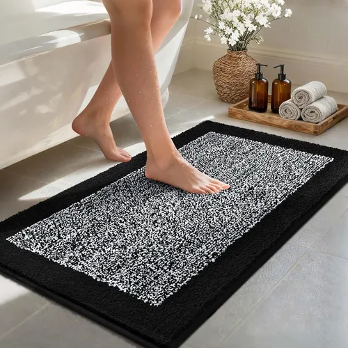 Vista 25 de Alfombras de baño de 17 x 24 pulgadas, antideslizantes, lavables, color gris, para bañera, tapete de baño para baño, tapete suave y absorbente
