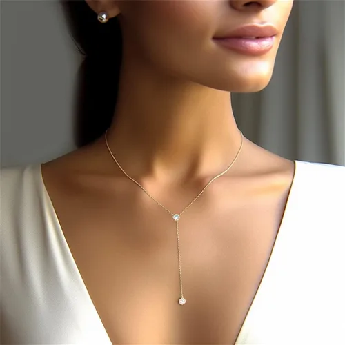 Vista 8 de Women's Necklace 14K Gold Necklace Jewelry Y Shaped Necklace for Women,10-19in Adjustable Handmade Necklace Lariat Necklace, Jewelry Necklace