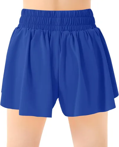 Vista 2 de Pantalones cortos deportivos de mariposa para niñas, pantalones cortos fluidos con bolsillo 2 en 1, pantalones cortos para correr, entrenamiento